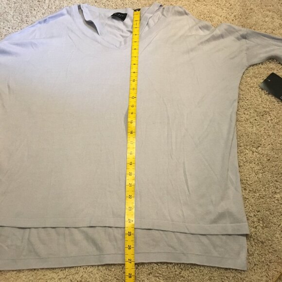 NWT Ice Blue Split V-Neck Rib Sleeves Pullover Top - Picture 14 of 15